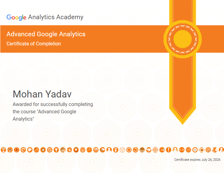 Advanced Google Analytics Certificate